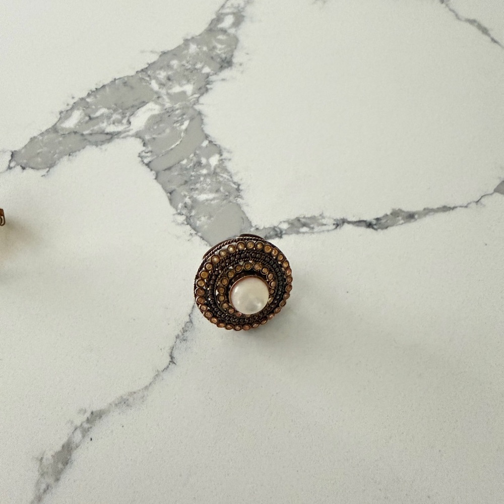 Vintage Style Pearl and Bronze Ring